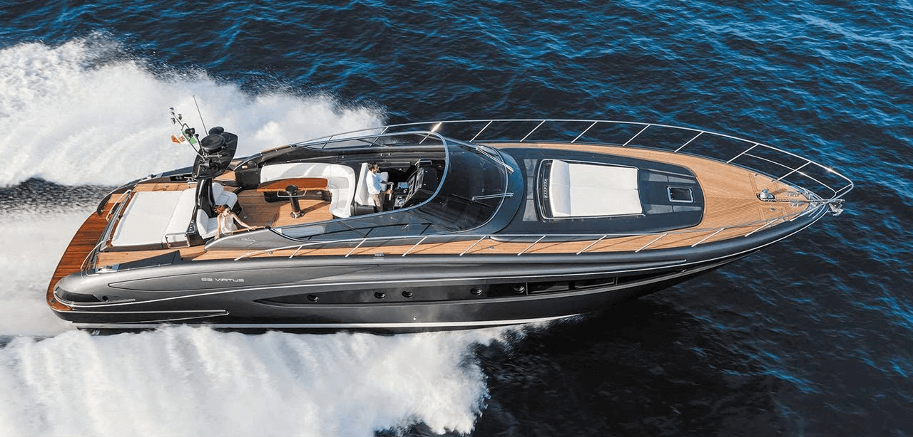 Luxury boat speeding through waters